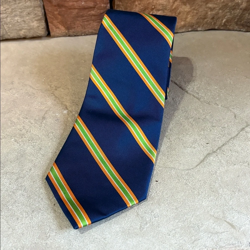 J Crew 100% silk blue, orange, and green tie